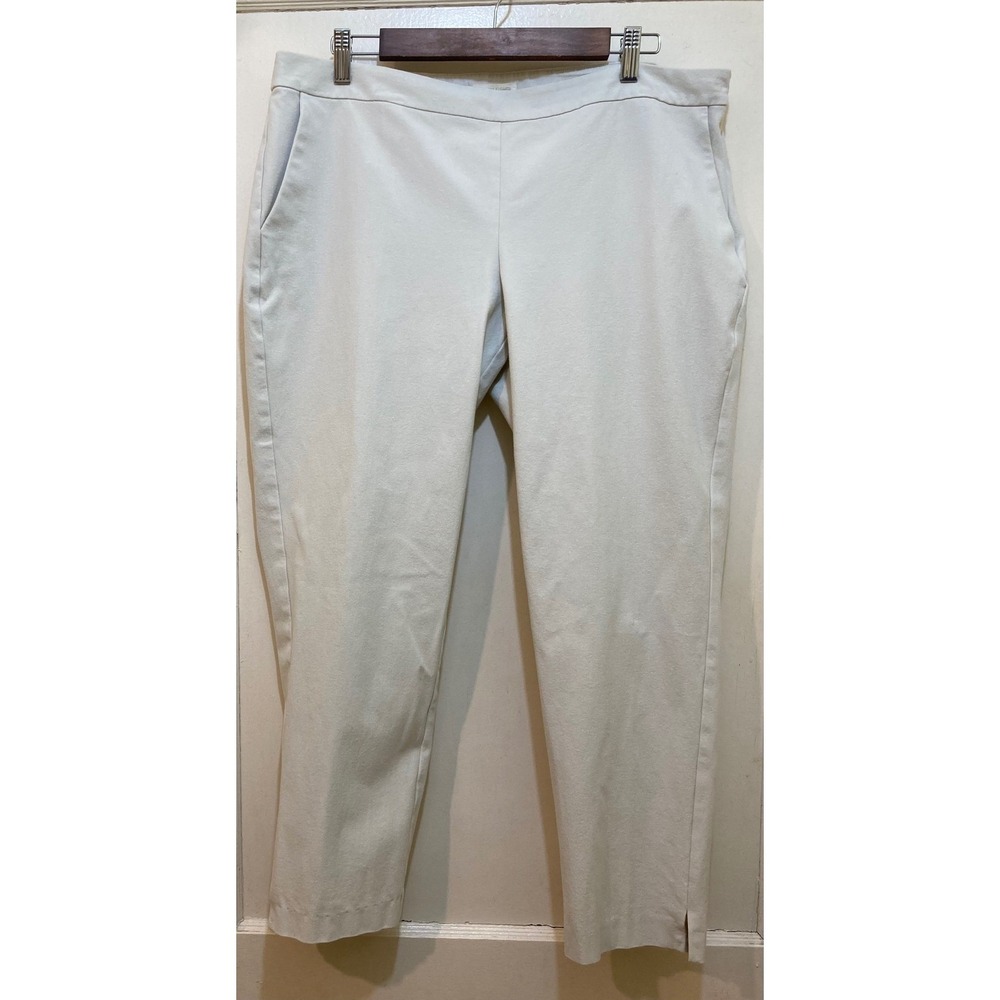 Eileen Fisher Pants Cropped Ivory L Side Zip Stretch Casual Office‎ Quiet Luxury